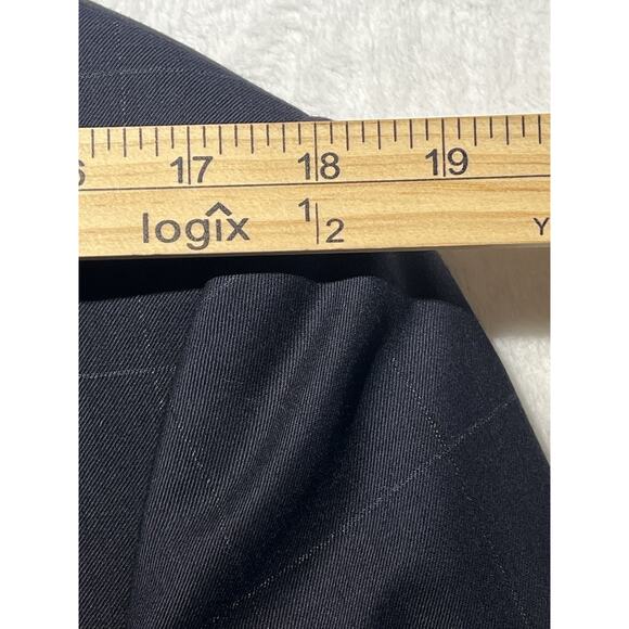 BR Banana Republic Mens 40L 36x31 Slim Navy Blue Plaid Suit Super 150s Italy - Picture 10 of 16